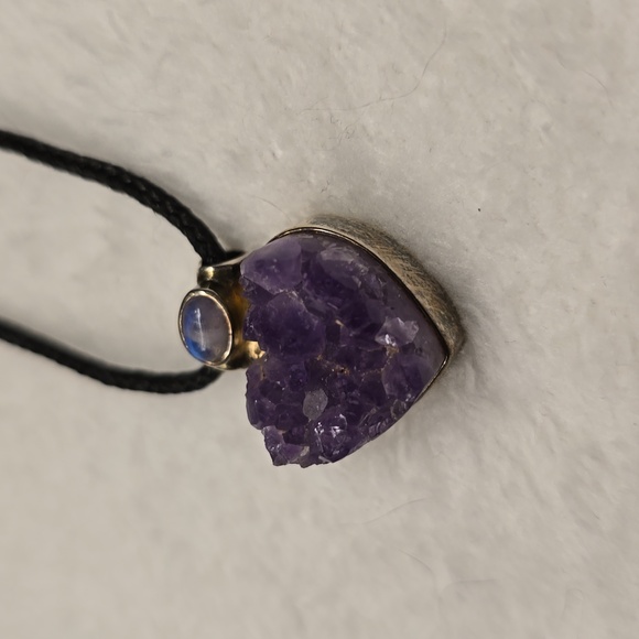 Rough Amethyst and Moonstone Pendant - Picture 2 of 5